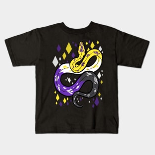 Non Binary Flag Snake Kids T-Shirt